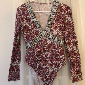 Free People Floral Bodysuit Size S/P